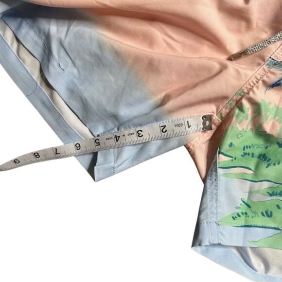 Vintage Summer Red/Orange/Blue/White Tropical Swim Trunks in Size Large - Picture 4 of 6